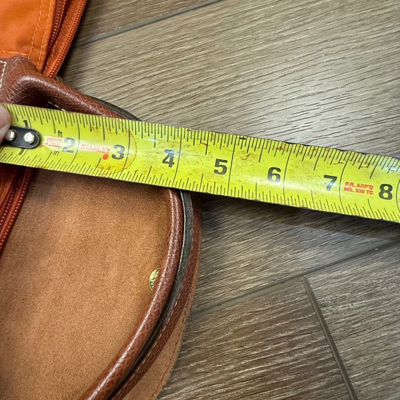 Longchamp Le Pliage Large Travel Weekender Tote Orange Leather Fair Condition - Picture 16 of 16